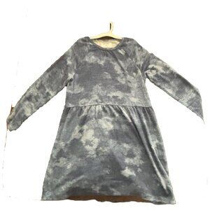 Old Navy girl's long sleeve blue camo tie dye skater dress sz L (10-12)